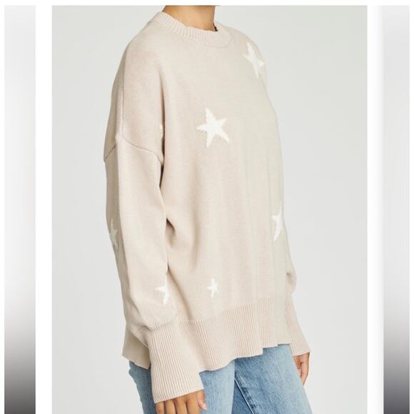 Pistola Darya Crewneck Pullover Sweater Knit Sz XS Oversized Stars Royal Dove - Picture 3 of 16